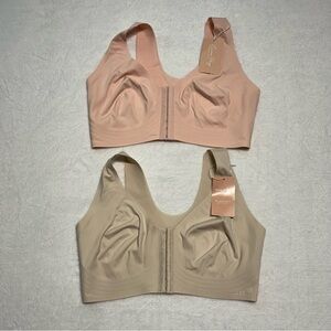 Luna Hug Front Closure Seamless Bra Cream and pink Women’s XL Lot 2